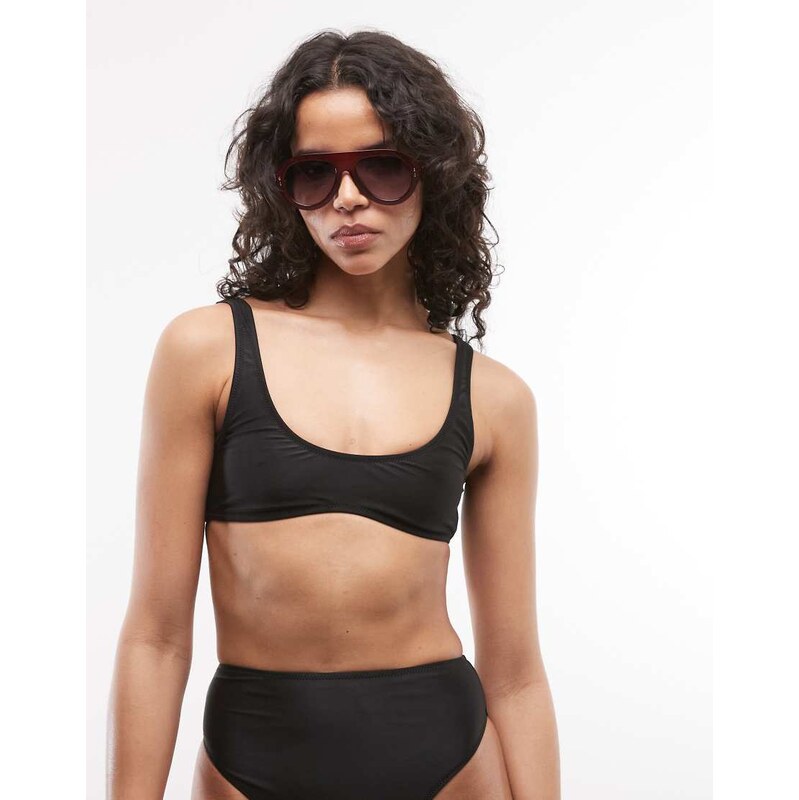 COLLUSION bikini crop top in black