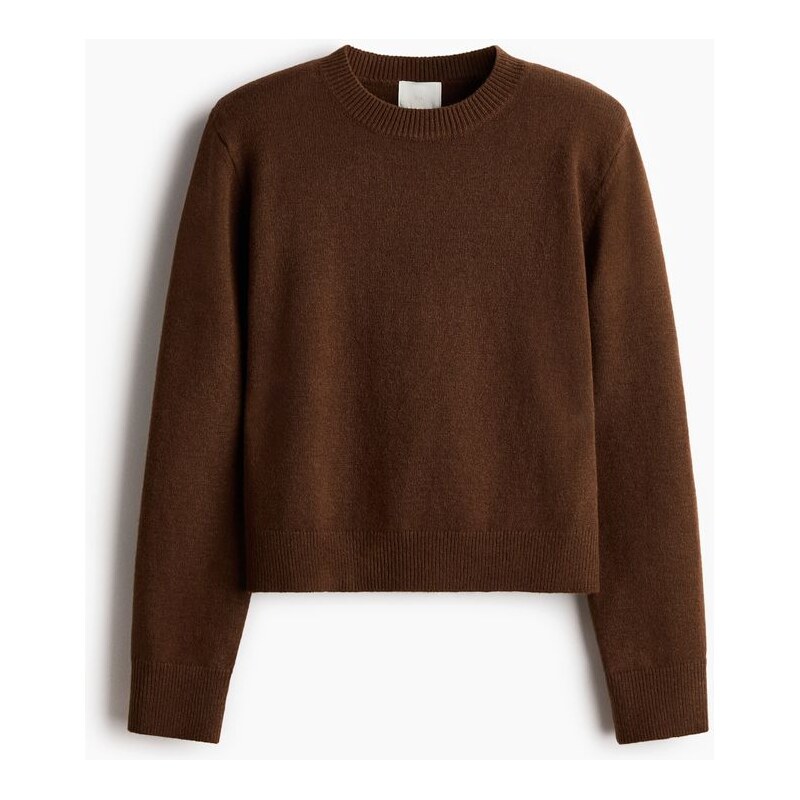 H&M - Svetrs ramenními vycpávkami - Tmavě Hnědá