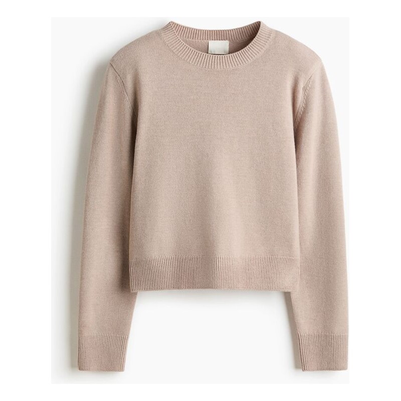 H&M - Svetrs ramenními vycpávkami - Světlá Hnědošedá