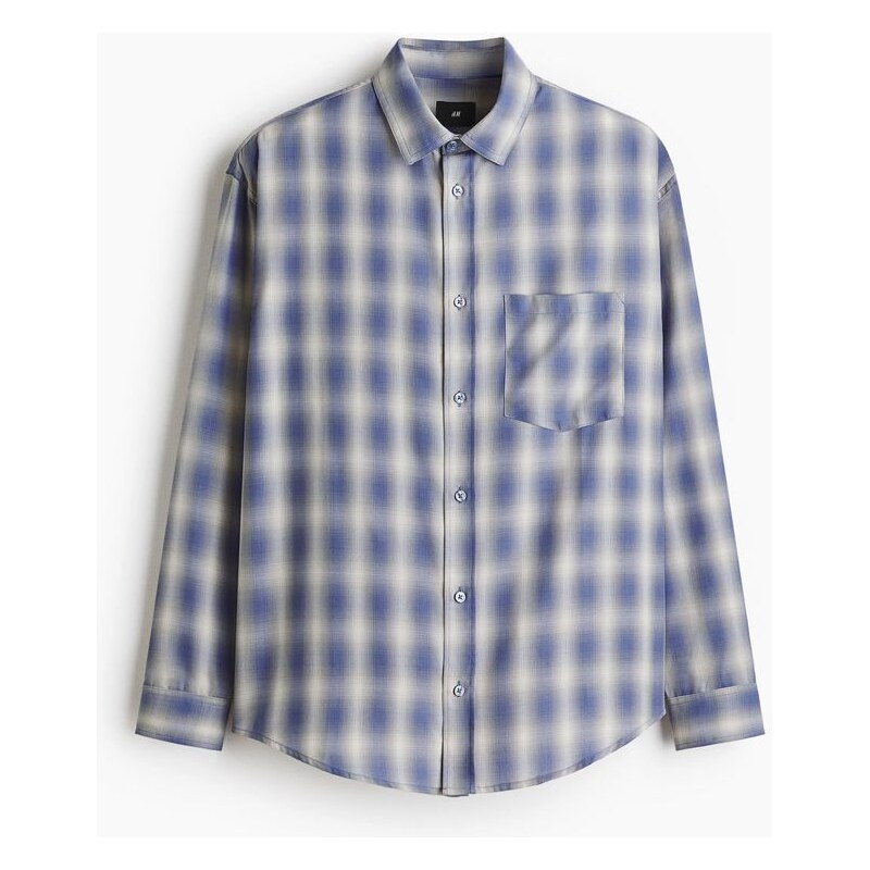 H&M - Košile Relaxed Fit - Bleděmodrá/Kostka
