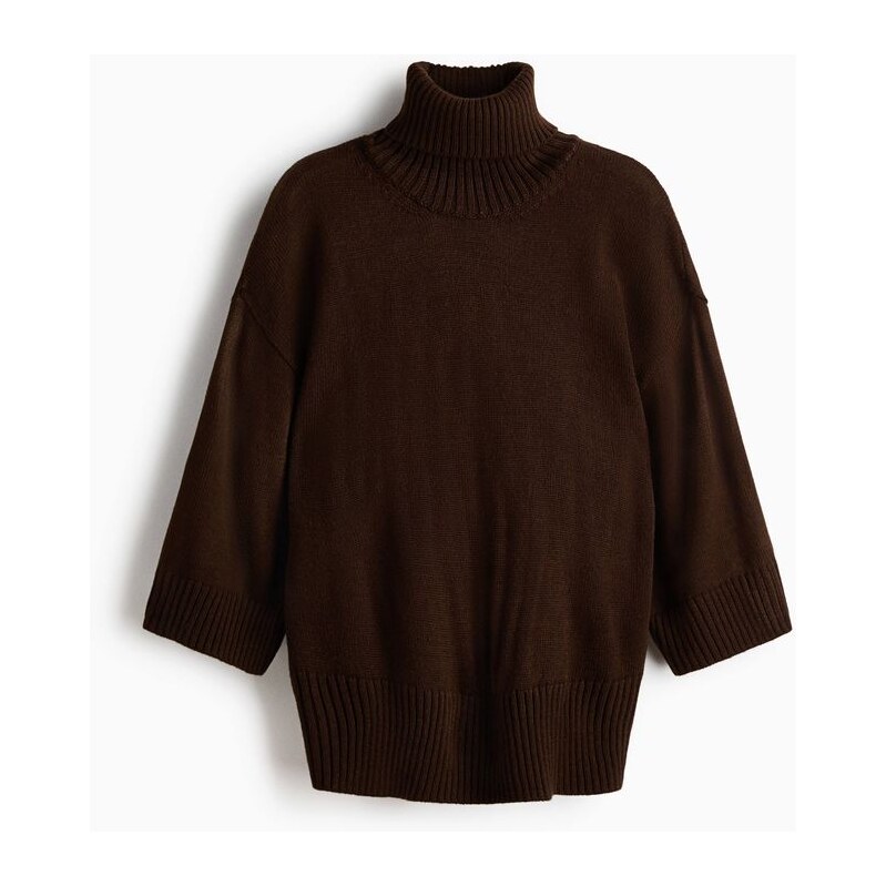 H&M - Svetr z jemného úpletus rolákem - hnědá 112167466