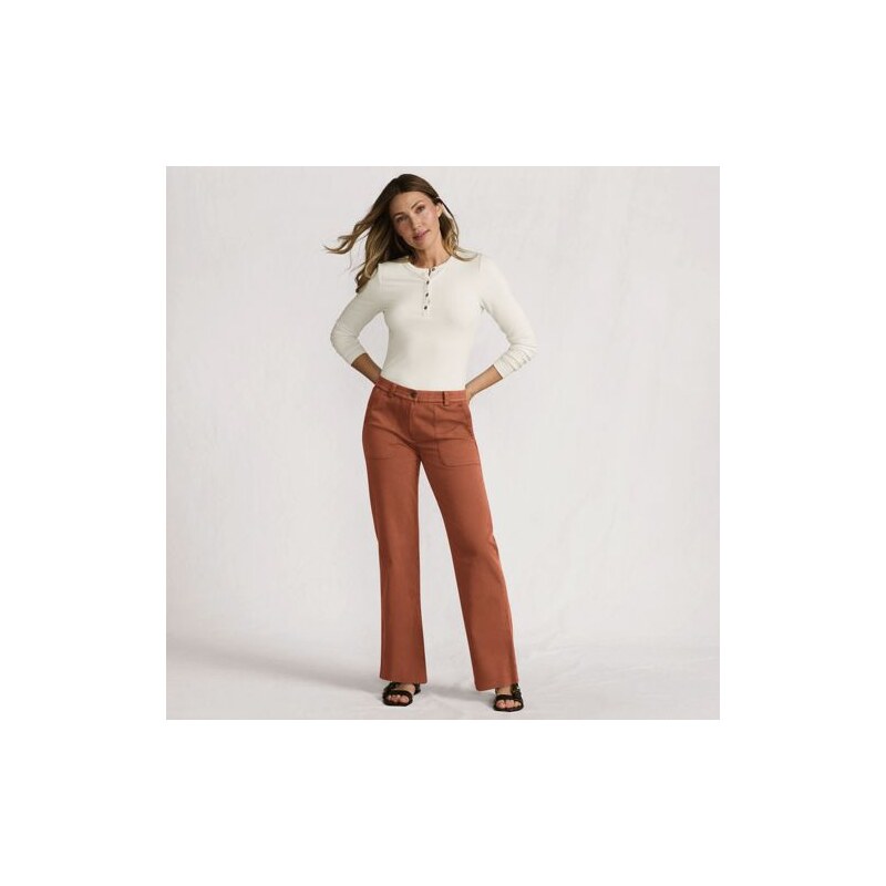 Chino Trousers, Mid Rise, Women, size: 10, petite, Orange,
