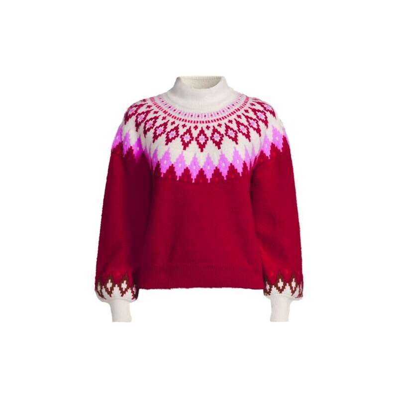 Lofty Fair Isle Balloon Sleeve Jumper, Women, size: 28-30, plus, Red, 115608676