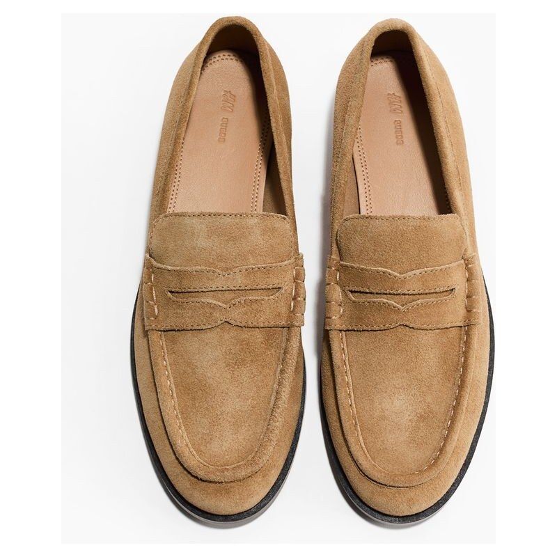 H&M - Mokasíny z štípaného semiše - béžová 112322218