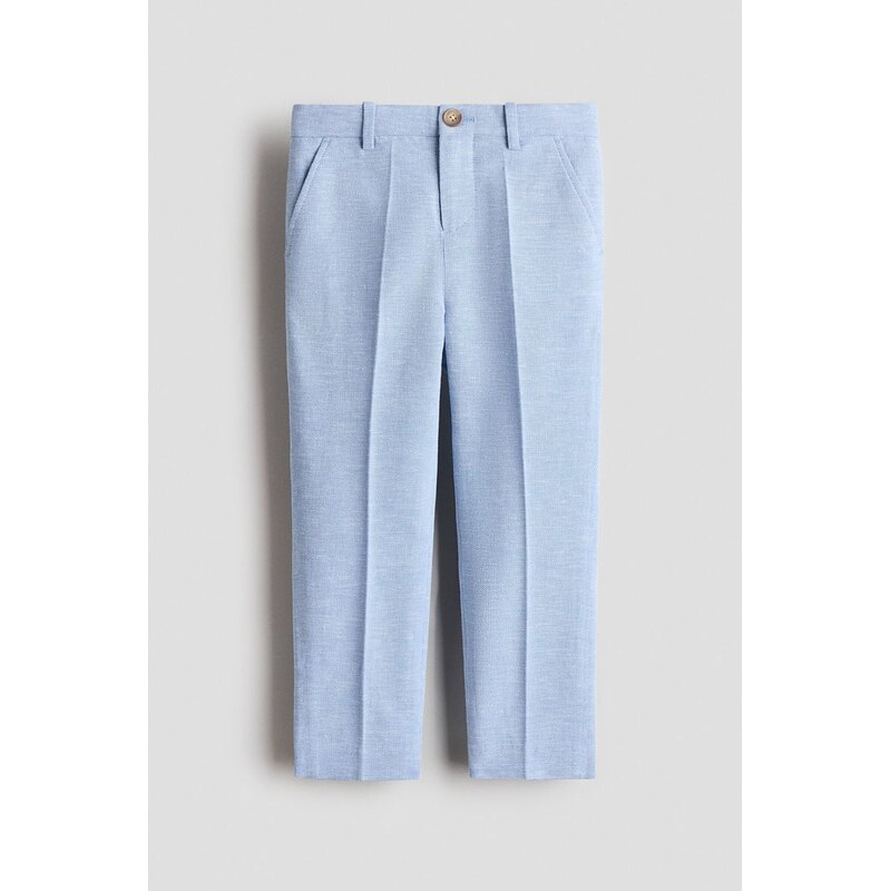 H&M - Společenské kalhoty Slim Fit - Bleděmodrý Melír