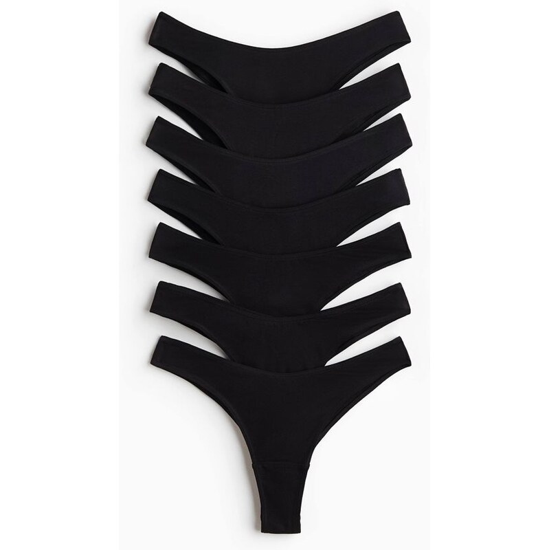 H&M - Bavlněné kalhotky brazilian 7 kusů - černá 114261499