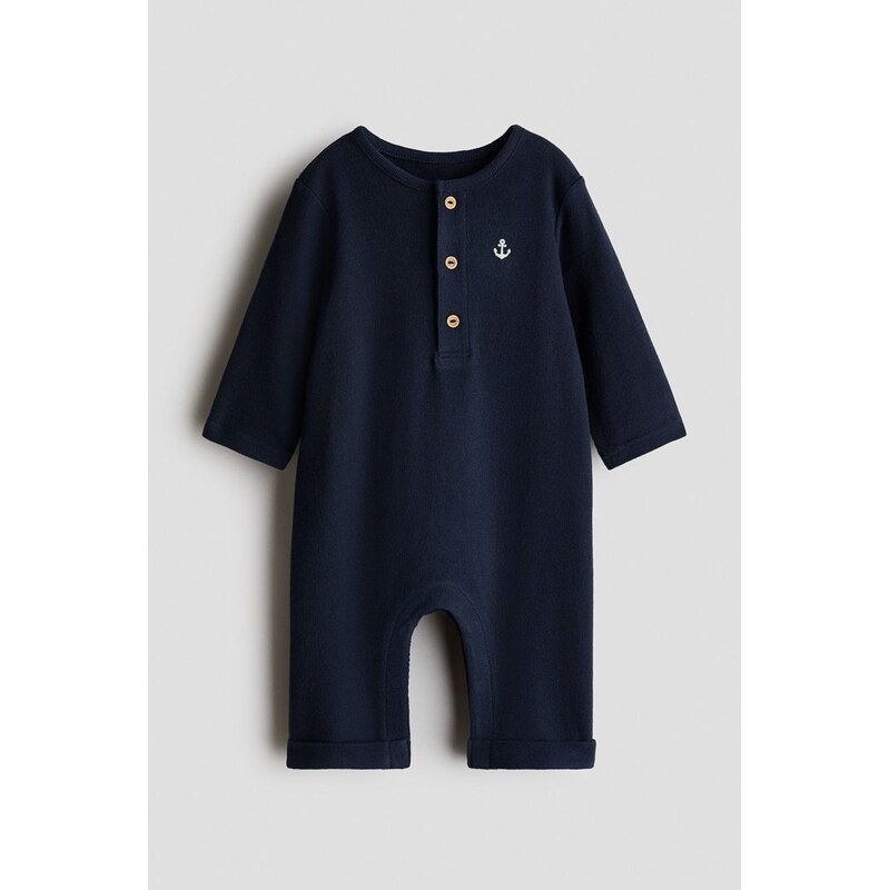 H&M - Overal z bavlněného žerzeje - Námořnická Modř/Kotva