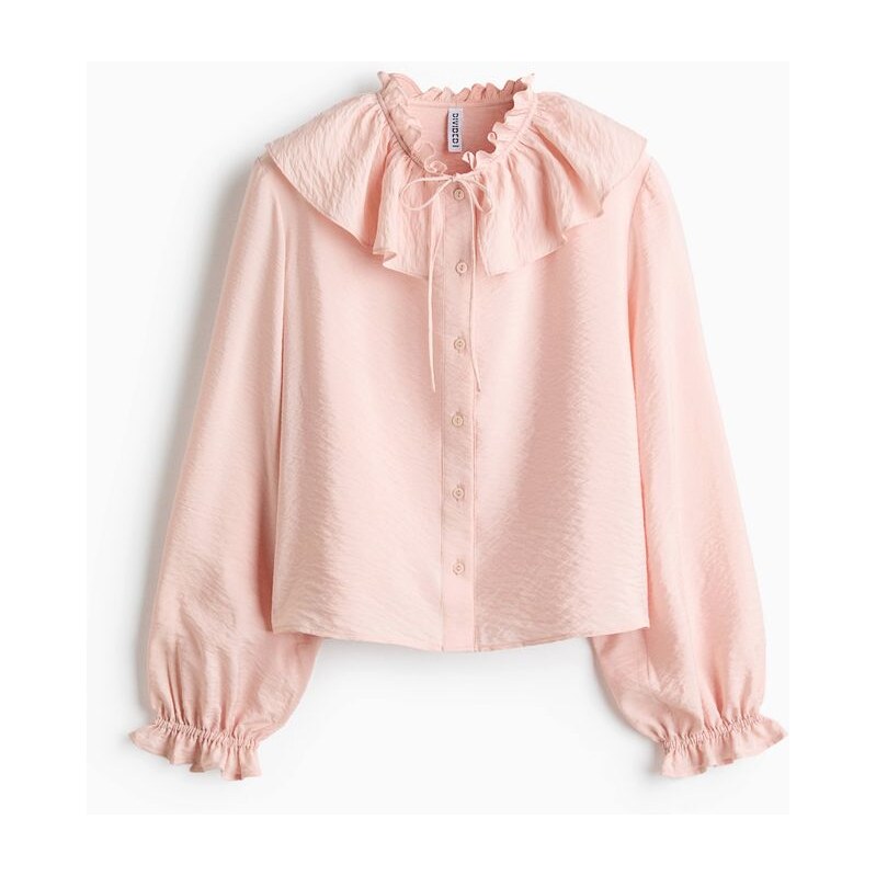 H&M - Halenkas řasenými lemy - Pudrově Růžová