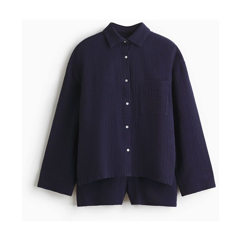 H&M - Pyžamo košile a šortky - Tmavomodrá
