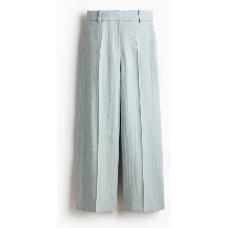 H&M - Široké kalhoty z lněné směsi - tyrkysová 114322411
