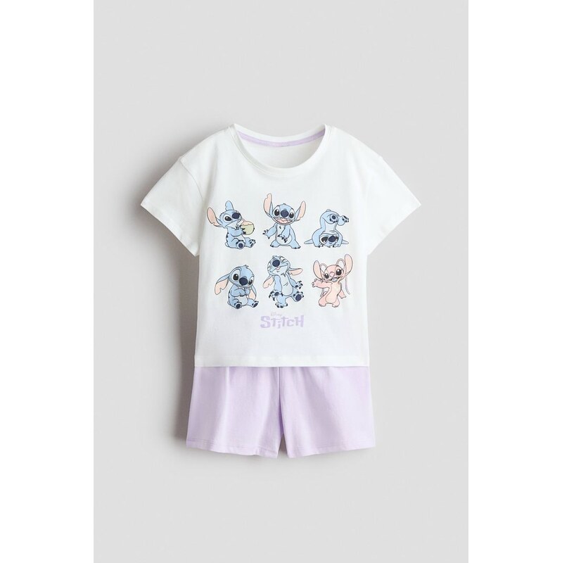 H&M - Bavlněné pyžamos potiskem - Fialová/Lilo & Stitch