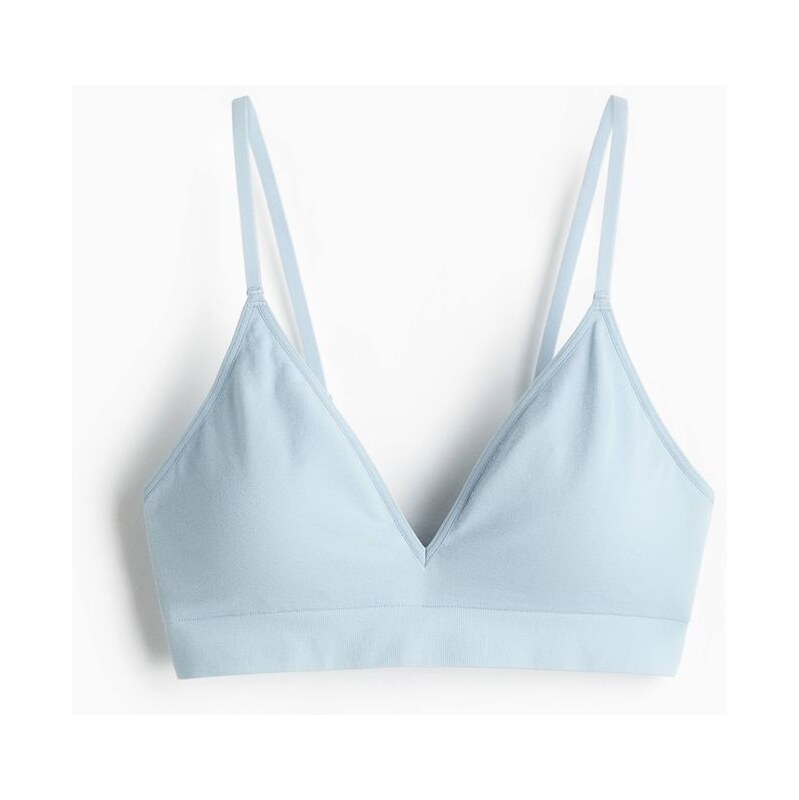 H&M - Bezešvá vyztužená měkká podprsenka - modrá 114322474