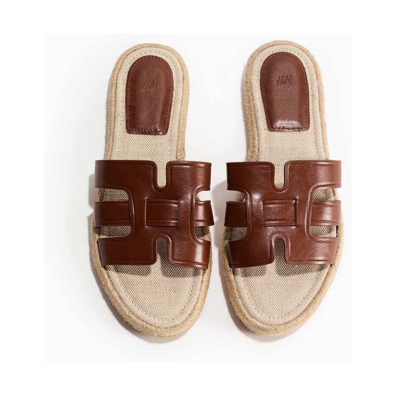 H&M - Sandály espadrilky - Tmavě Hnědá
