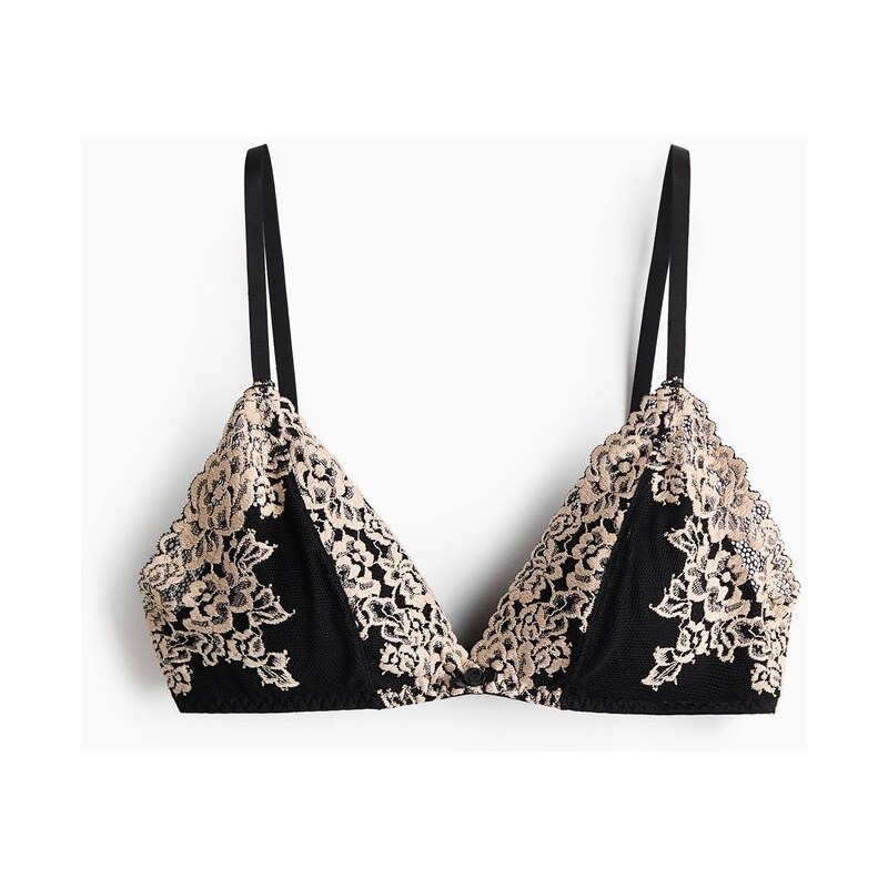 H&M - Měkká vyztužená krajková podprsenka - černá 114322515