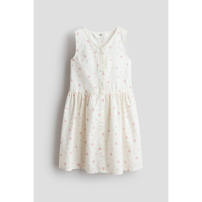 H&M - Vzorované šaty z tkaniny seersucker - Bílá