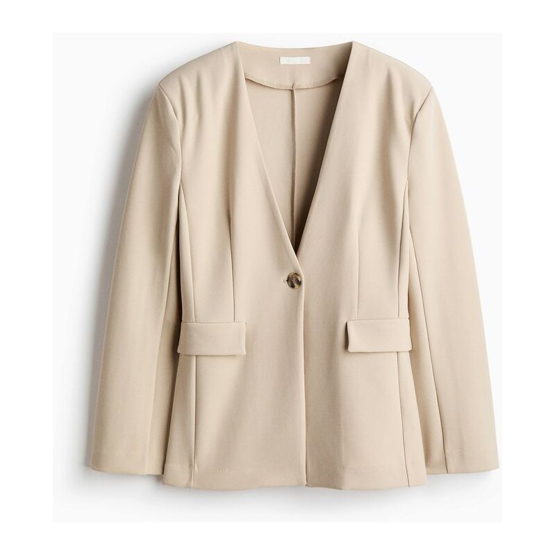 H&M - Žerzejové sako bez límce - béžová 114322567