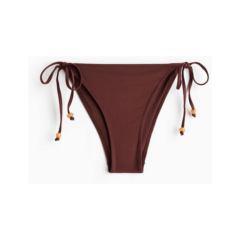 H&M - Vázací bikinové kalhotky Cheeky Tanga - Tmavě Hnědá