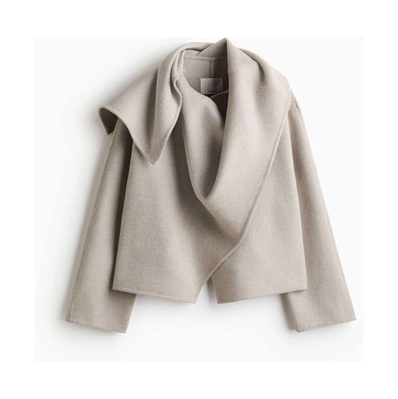 H&M - Ručně šitý kabát z vlněné směsi - béžová 114445200