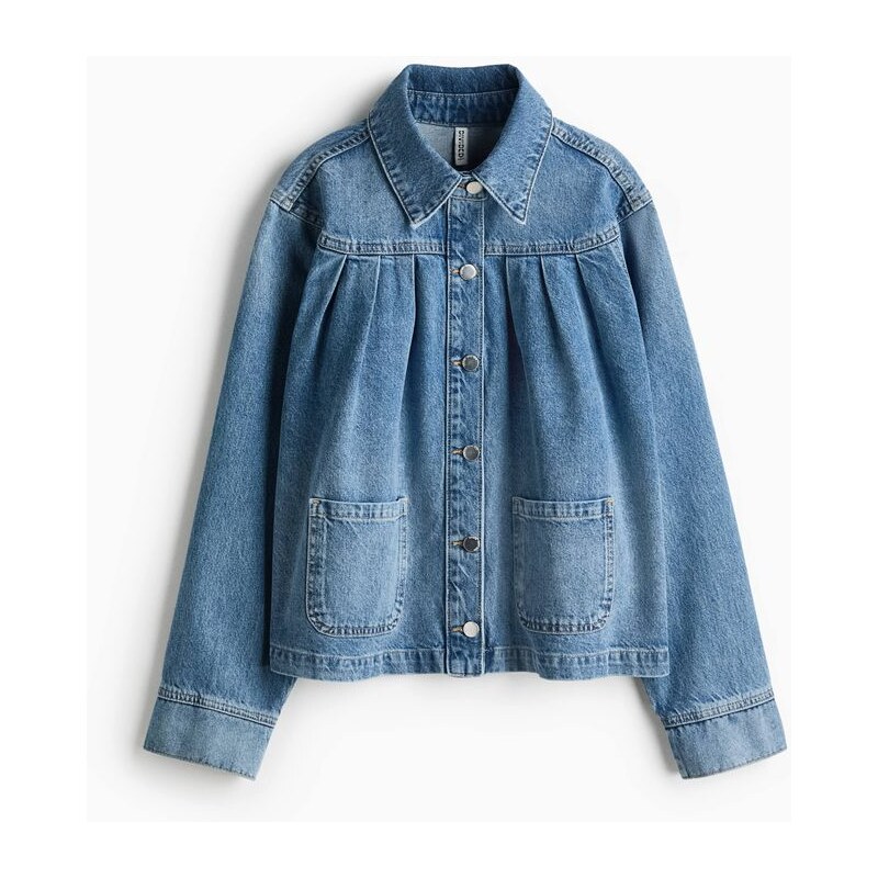 H&M - Oversized skládaná džínová bunda - Světlý Denim Blue