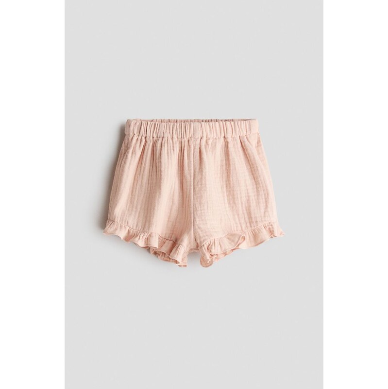 H&M - Šortky z bavlněného mušelínu - Tlumená Světle Růžová