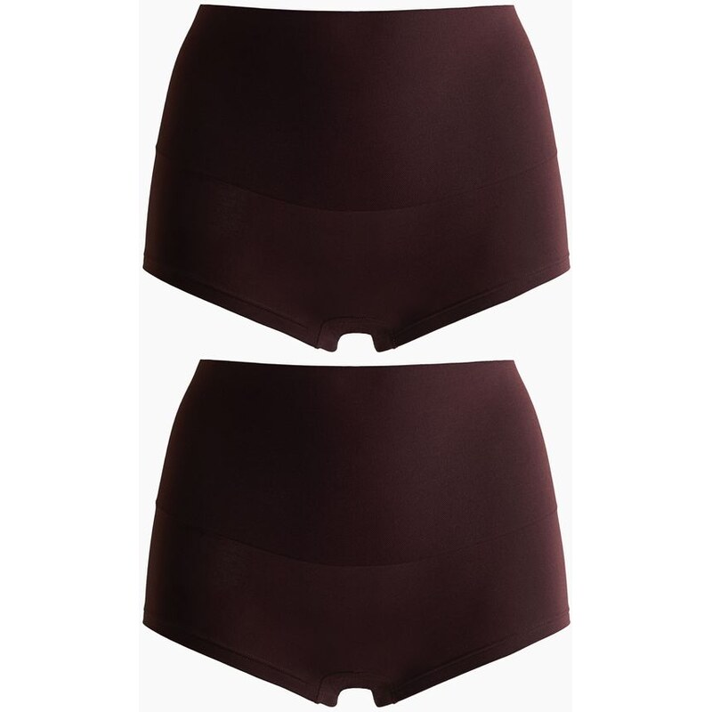 H&M - Kalhotky shortie Medium Shape 2 kusy - Tmavě Hnědá