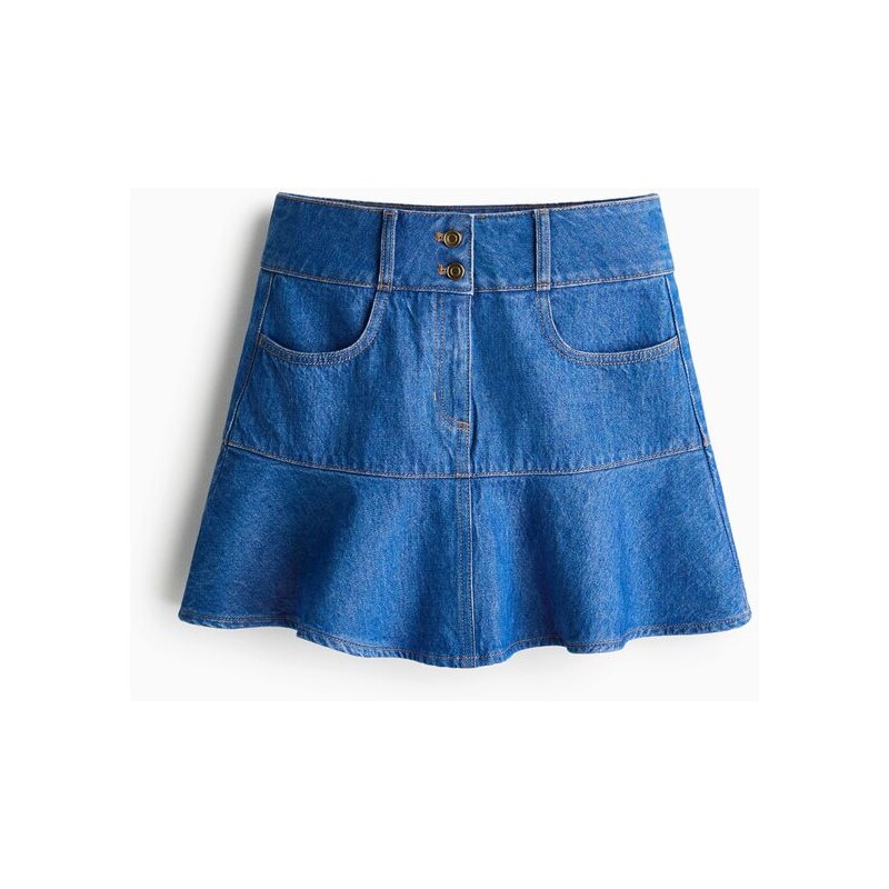 H&M - Džínová minisukně s volánem - Denim Blue