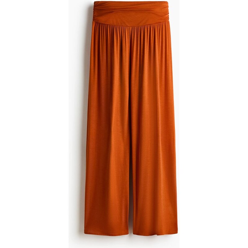 H&M - Nabírané viskózové kalhoty - Tmavě Oranžová