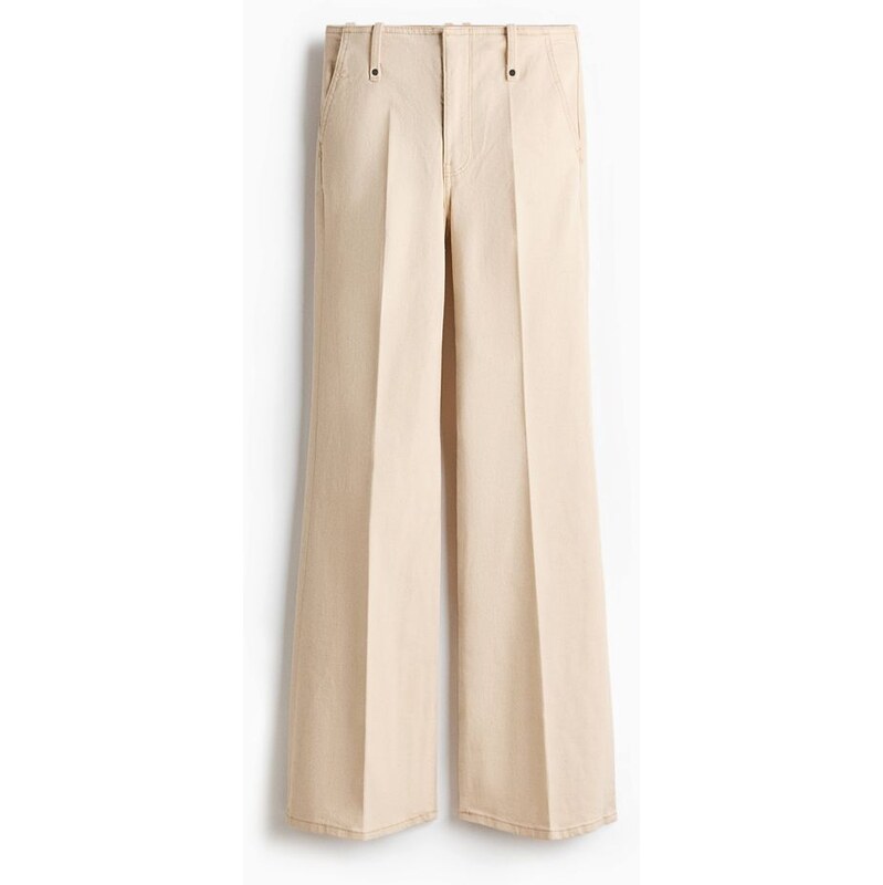 H&M - Bootcut High Waist Jeans - Světle Béžová