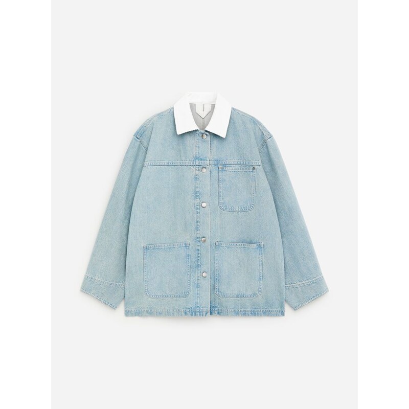 H&M - Džínová bundas manšestrovým límcem - modrá 114445440