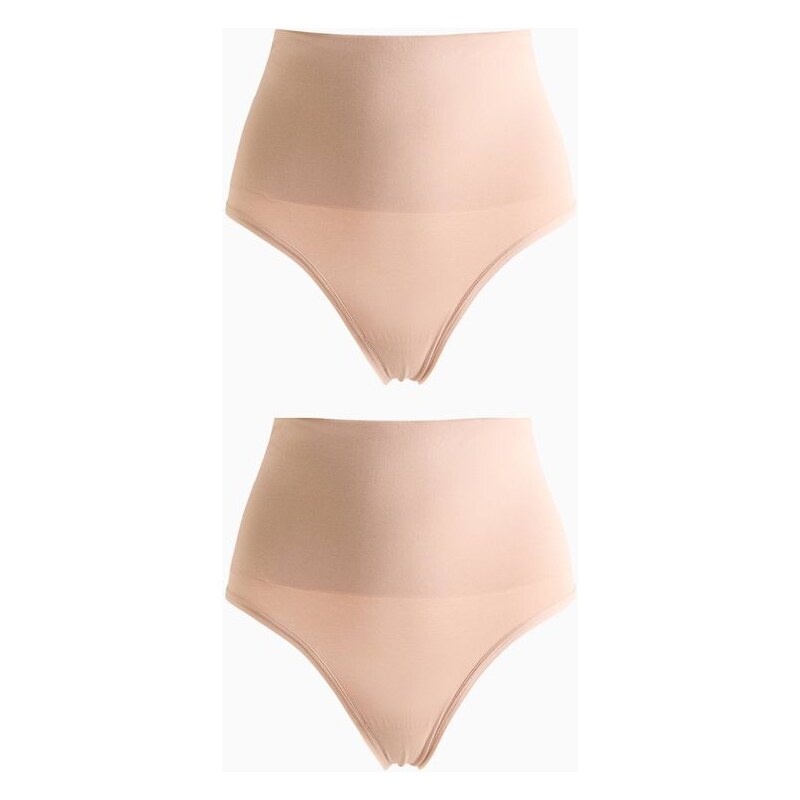 H&M - Kalhotky Medium Shape Thong 2 kusy - Světle Béžová