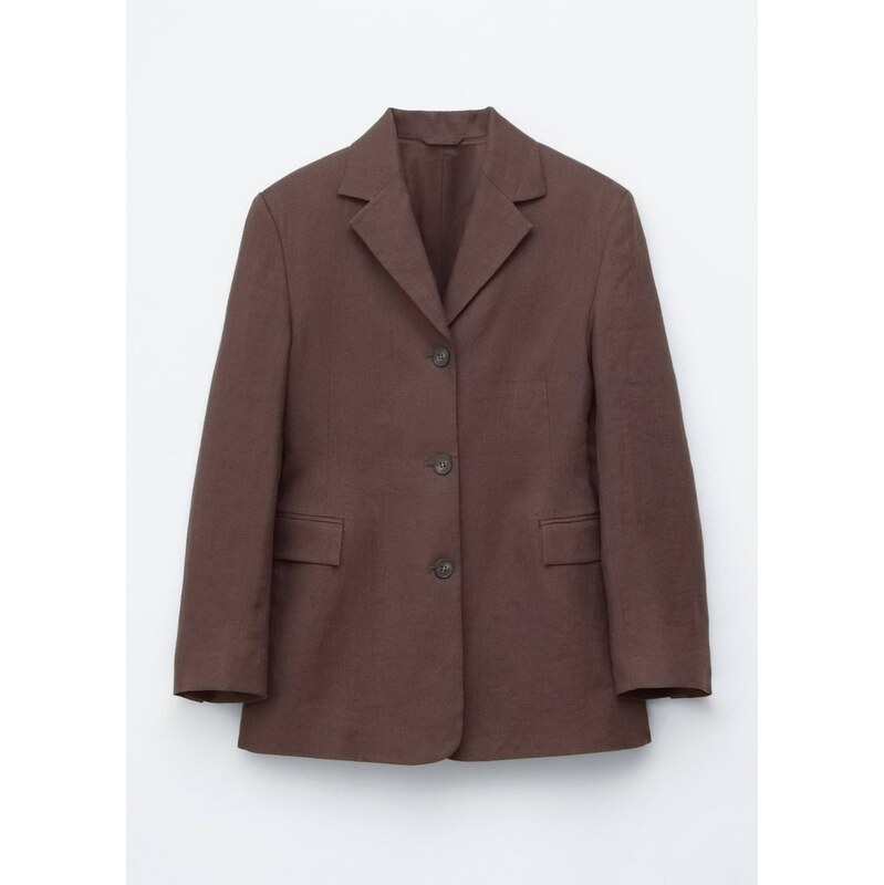 H&M - Zúžené Lněné Sako - hnědá 114445544