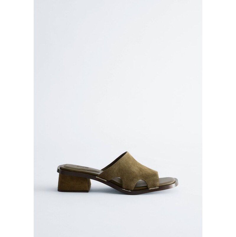 H&M - Kožené Sandálys Blokovým Podpatkem - béžová 114445545