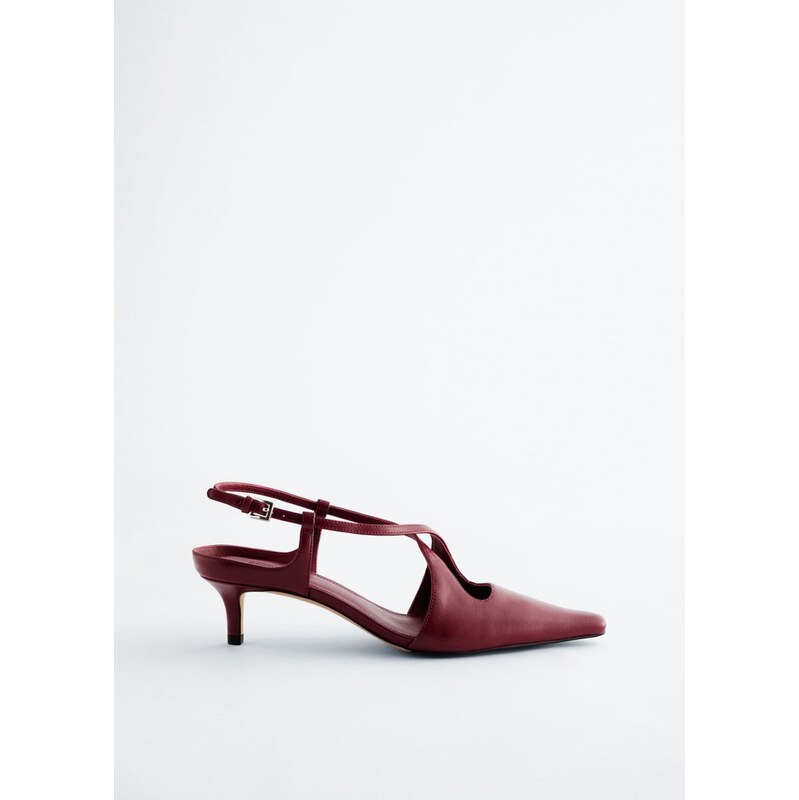 H&M - Kožené slingback lodičkys překřížením - červená 114445646