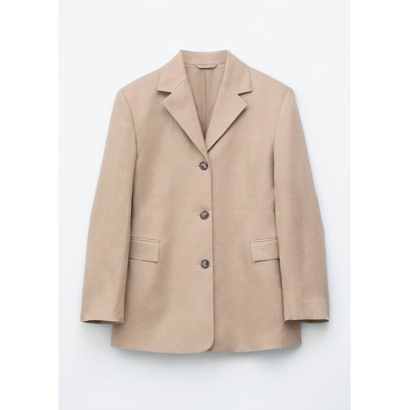 H&M - Zúžené Lněné Sako - béžová 114445652