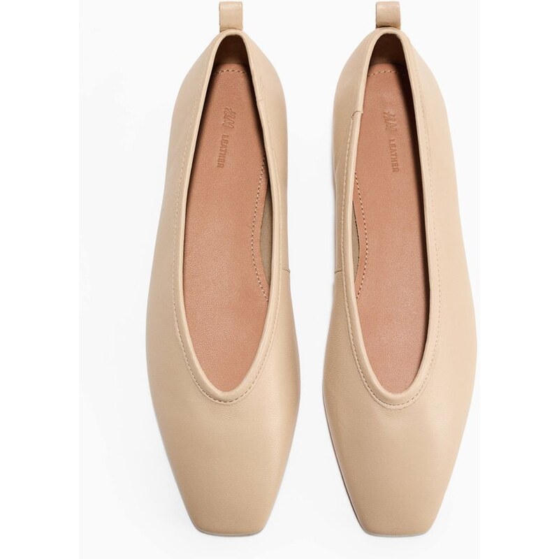 H&M - Kožené balerínky - béžová 114497924