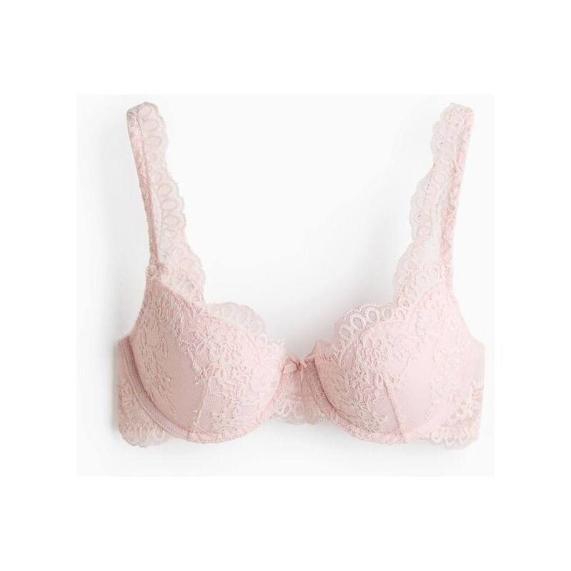 H&M - Krajková podprsenka push-up - růžová 114497973