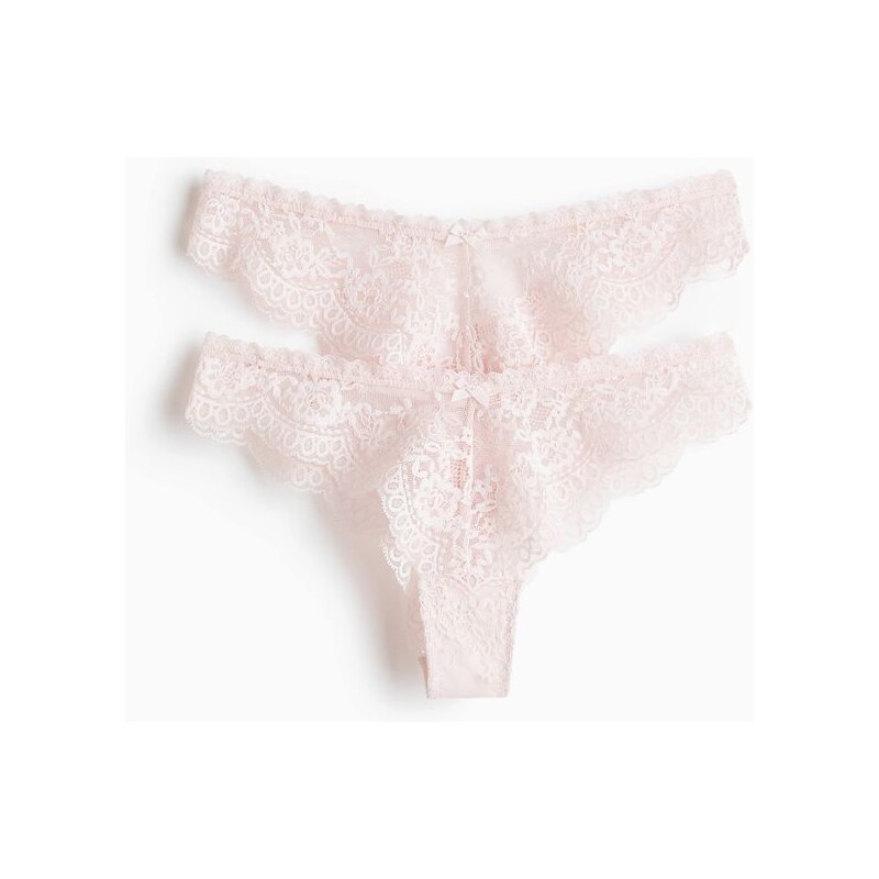 H&M - Krajkové kalhotky brazilian 2 kusy - růžová 114498035