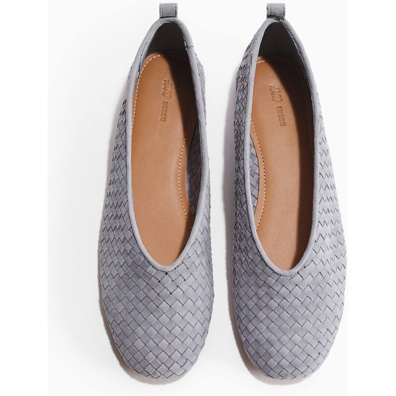 H&M - Splétané kožené balerínky - tyrkysová 114498027