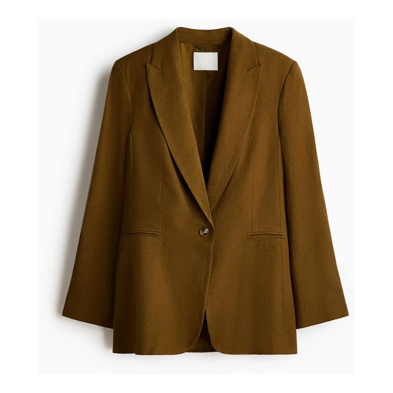 H&M - Sako z lněné směsi - zelená 114498041