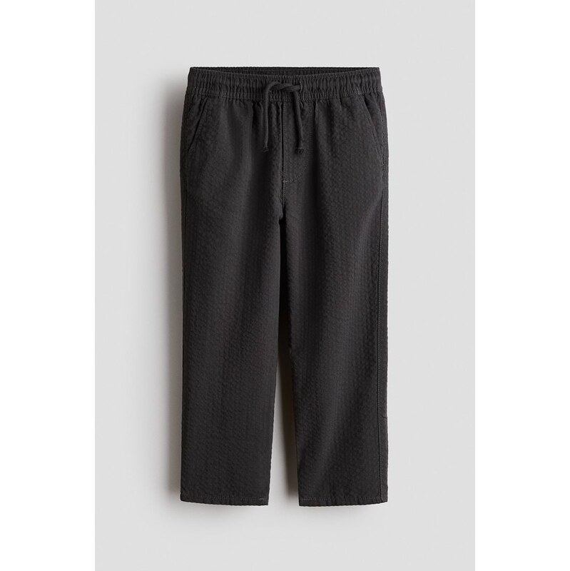 H&M - Kalhoty z bavlněné tkaniny seersucker - Tmavě Šedá
