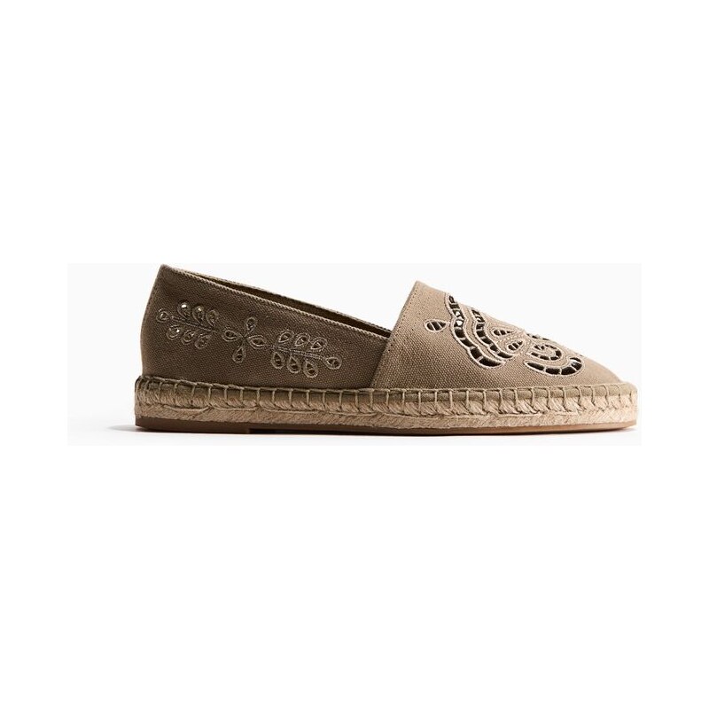 H&M - Broderie anglaise espadrilles - zelená 114498104