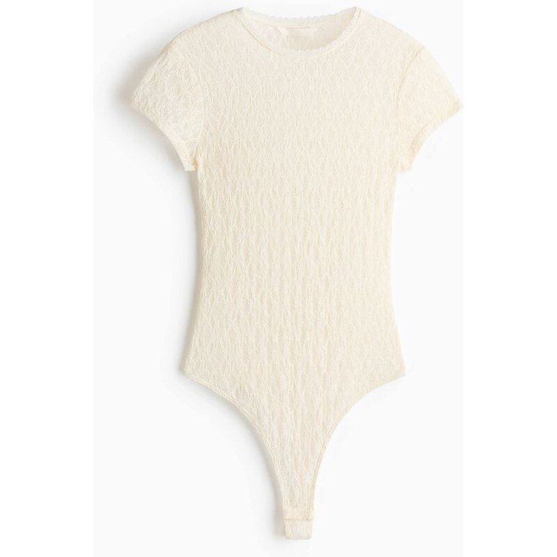 H&M - Žerzejové body thongs efektem krajky - bílá 114498133