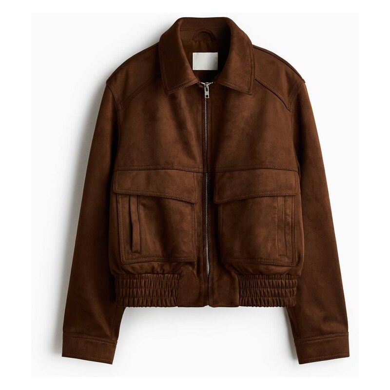 H&M - Bunda z potažené látky - Hnědá