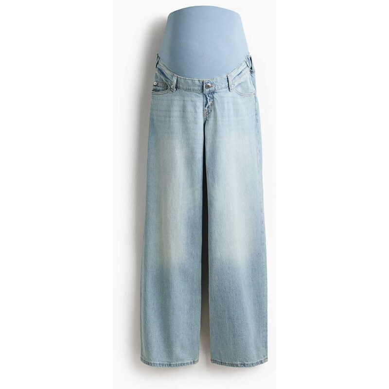 H&M - MAMA Široké džíny - Bledý Denim Blue