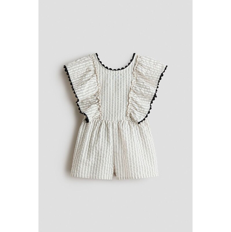 H&M - Bavlněný overal - Krémová/Černé Proužky