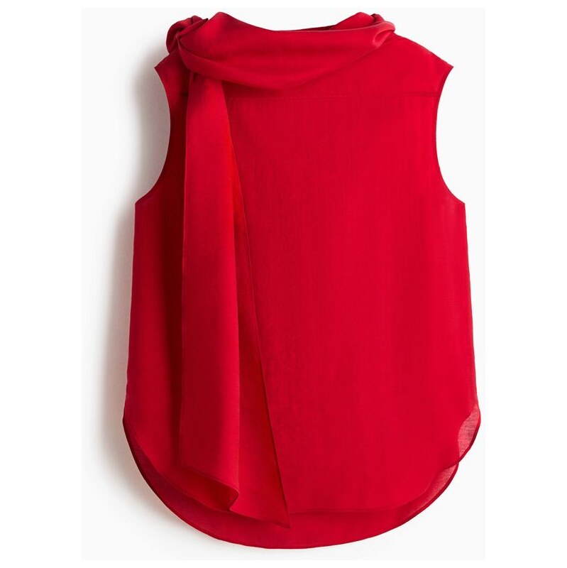 H&M - Halenka bez rukávů s šálovým límcem - Jasně Červená