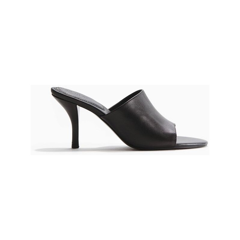 H&M - Kožené sandálky na podpatku - černá 114533203