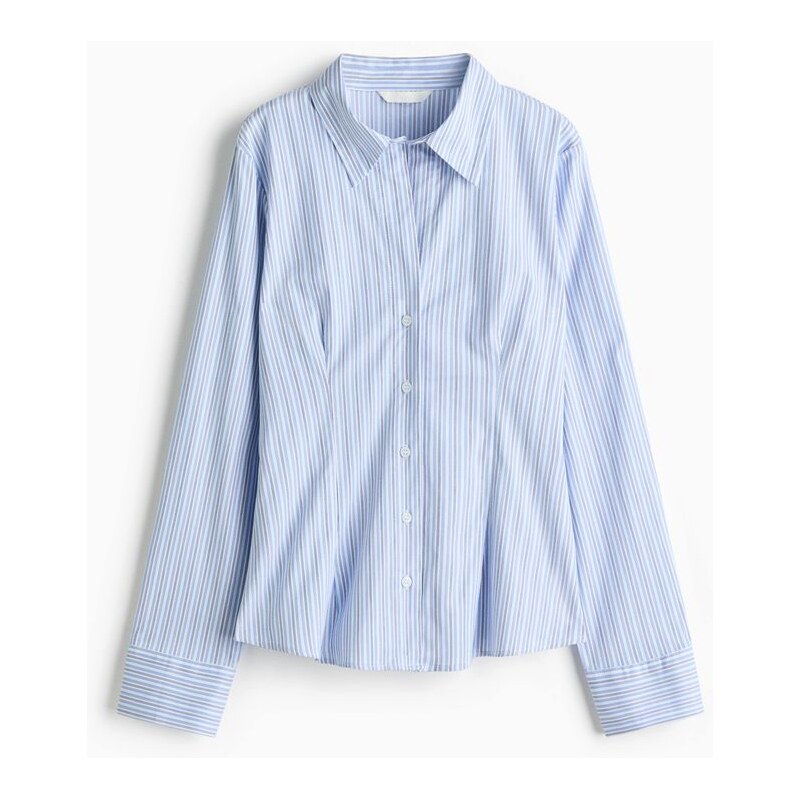 H&M - Přiléhavá košile - Bleděmodrá/Proužky