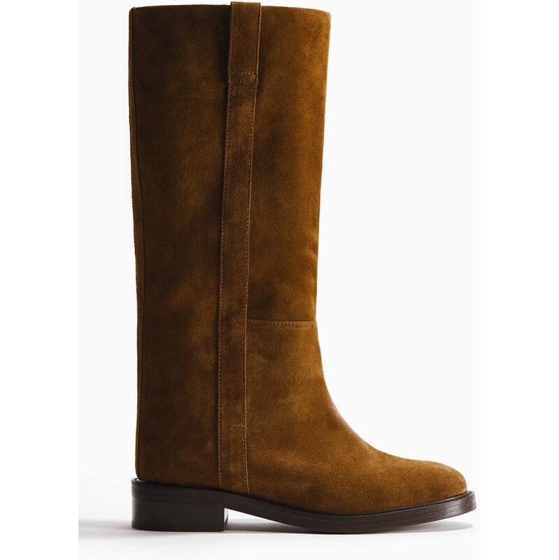 H&M - Semišové kozačky po kolena - béžová 114533229