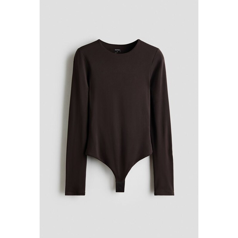 H&M - Body thong Sculptings dlouhým rukávem - hnědá 114533286